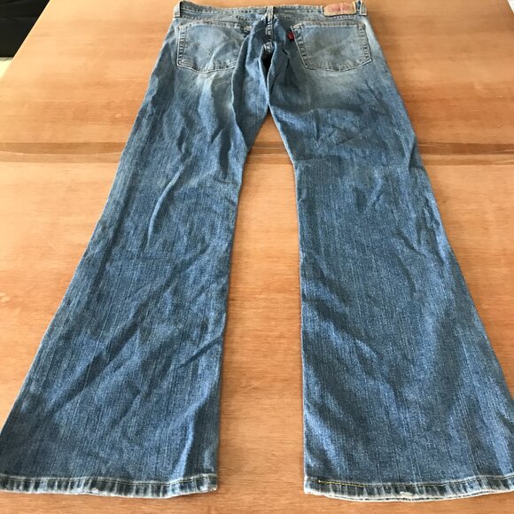 Levi's 519 Flare Jeans Women 11M Blue Mid Rise Medium Wash Stretch Skater Grunge - Picture 2 of 12